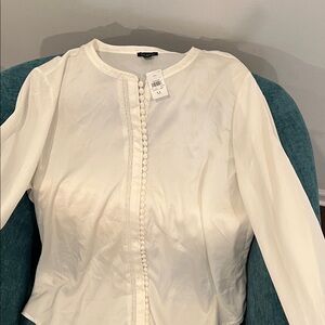 Ann Taylor White Blouse NWT winter white Long sleeves